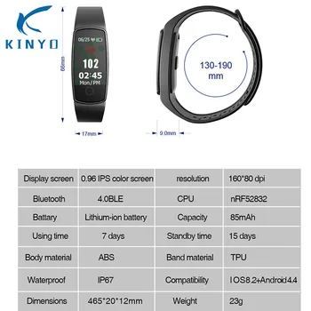 Bluetooth Smart Zapestnico Watch Srčnega utripa, Krvnega Tlaka Športnih Dejavnosti Tracker Fitnes Pametno gledati Moški Nepremočljiva IP67