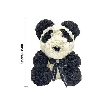 25 cm Rose Nosi Cvet medvedek Dvignila Umetno Cvet Teddi Dekoracijo valentinovo Darilo, Darilo za Rojstni dan Pisane Panda Bear