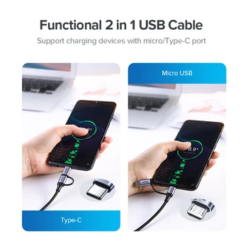 Razhroščevalne simbole USB Tip C Kabel za Samsung Galaxy S9 S10 2 v 1 za Hitro Micro USB Kabel za Polnjenje Podatkovnega Kabla Moble Telefon Polnilnik USB Kabel