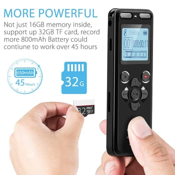 Vandlion Prenosni 32GB Original Snemalnik zvoka USB Profesionalni LCD Dictaphone Digitalni Avdio Snemalnik z WAV, MP3 Predvajalnik