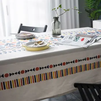 Geometrijske Več barvno tiskanje bohemian dnevna soba gospodinjstvu namizni prt tiskani bombaž perilo prtom kvadratnih tabela pokrov