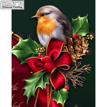 Celoten Kvadratni vaja 5D DIY Diamond slikarstvo Božič ptica Vezenje Mozaik Navzkrižno Šiv Nosorogovo dekoracijo HYY