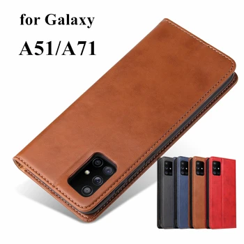 Deluxe usnjena torbica za Samsung Galaxy A51 A71 4G 5G Luksuzni Magnetni adsorpcije Pokrovček Kože Primeru Telefon