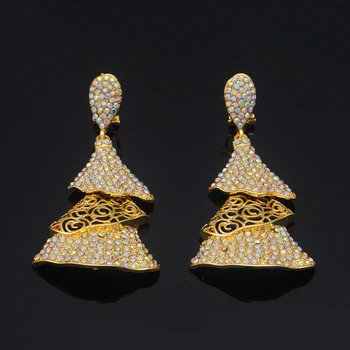 Padec uhani za ženske cirkon kamen, veliki uhani zlato modni uhani za ženske izjavo