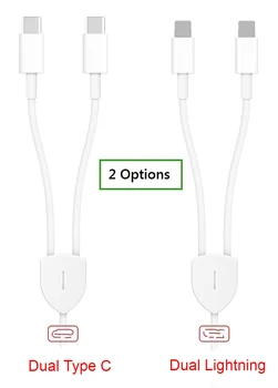 USB A Dvojni Tip C Kabel za Samsung Huawei Xiaomi Google 2 v 1, USB C Kabel Razdelilnik Dvojno Lightning Kabel za Polnjenje za iPhone