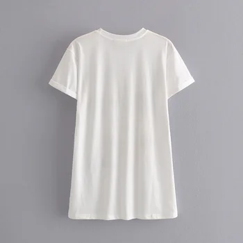 Priložnostne belega T-shirt risanka tiskanja mehko bombaža, plus velikost kratek rokav visoko modo prevelik poletje tees ženske dropshipping