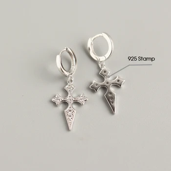 F. I. N. S Luksuzni Baročnem Slogu Pravi 925 Sterling Srebro Cirkon Križ Mini Hoop Uhani za Ženske korejski Mode Fine Nakit