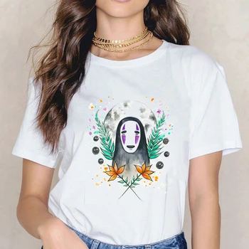 Živahen Stran Ghibli Št Obraz Brezosebna Majica s kratkimi rokavi Ženske Ženski Hip Hop Femme Oblačila Tshirt Harajuku Hayao Miyazaki Priložnostne T-shirt