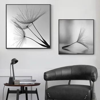 Regrat Cvet Platno Slikarstvo Moderno Črno-Belo Art Slik, Dnevna Soba Dekoracijo Povzetek Stenske Plakate in grafike
