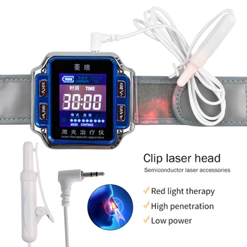 Diode 650nm Laser Terapija Watch LLLT Za Rinitis, sladkorna bolezen, Holesterol, povišan krvni tlak Zdravljenja Laser Fizioterapija Zapestje Gledati