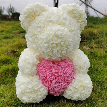 40 cm medvedek Rose s Srcem Rdečo Rožo, Umetno Okras, Darila za Ženske Valentines Mati Dan