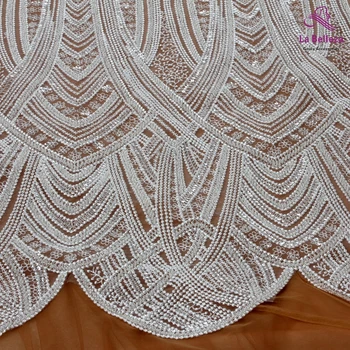La Belleza novo off white beaded težka vezenje poročno obleko tkanine, čipke 51