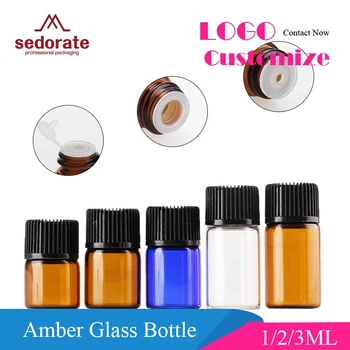Sedorate 50 kos/Veliko Mini Steklena Tehtnica 1ML 2ML 3ML Notranje Plug Eterično Olje Amber Steklenici Za Električni Cigaretni Olje LZ012