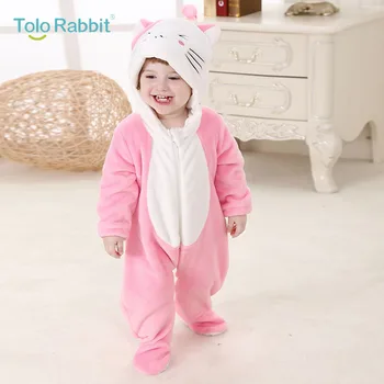 Flanela Otroške igralne obleke Zajec Bombaž Baby Fantje Dekleta Živali, igralne obleke Pomlad Zima Šiv Otroka, Določa Kigurumi Novorojenčka Oblačila 2020