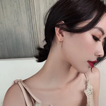 Trendy kubičnih cirkonij zlata luna zvezde visijo uhani, modni luksuzni majhne hoop uhani za ženske korejski nakit 2020