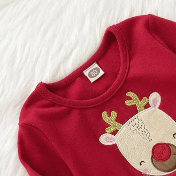 Newborn Baby Oblačila Božič Dekleta Obleko Z Dolgimi Rokavi Pletene Elk Tiskanja Tutu Princesa Obleke Za Dekleta Otrok Kostum Stranka