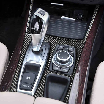 Ogljikovih Vlaken Avto Notranji Nadzor Prestavna Kritje Trim notranja Kabina Dekoracija dekorativni Plošči Nalepke za BMW E70 E71 X5 X6