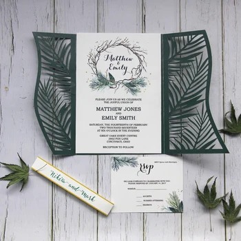 20Pcs prilagodljiv poročna vabila kartice zeleno poroko temo stranki dekoracijo vabi kartice s kartico RSVP