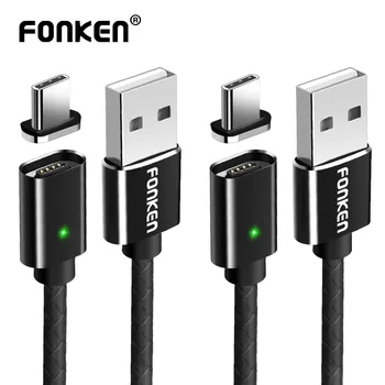 FONKEN Tip-C Magnetno Kabel USB C Telefona Hitro polnjenje Kabel LED Magnet Dvostranski Hitro polnjenje Podatkov Sinhronizacija Kabel za Mobilni Telefon