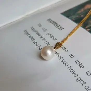 Pristen biser obesek pravi solid gold za ženske pravi 18K AU750 zlato naravnih sladkovodnih pearl obesek