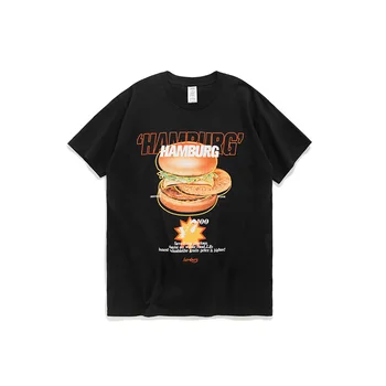 VIMASS 2020 pomlad poletje novo osebnost hamburger hrane, tiskarstvo moški ženske bombaž valj kratkimi rokavi tshirt tide