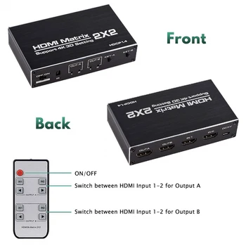 2020 Najboljše 4K@60Hz HDMI Matrix 2x2 Stikalo za Ločevanje Podpora HDCP 1.4 IR Daljinski upravljalnik HDMI Stikalo 2 V 2 Out HDMI Matrix Stikalo