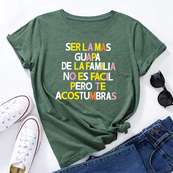 JFUNCY 2021 Poletje Ženske T Shirt je Preprost Španija Pismo Tiskanja Ženski Kratek Rokav Harajuku T-shirt Femme Vrhovi Plus Velikost 5XL Tees