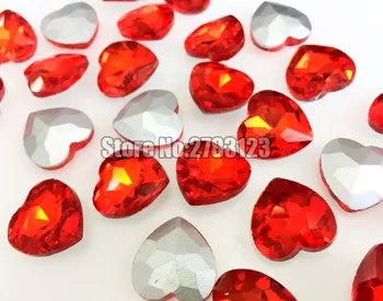 Brezplačna dostava AAA Kristalno Steklo Rdeče barve srce oblika ni luknjo pointback okrasnih,diy/dodatki za Oblačila SWHP205