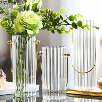 Tabela Doma Dekoracijo Evropski Slog Preprost Vertikalne Steklene Vaze Pregleden Hydroponic Cvetje Prenosni Vaze, Dnevna Soba, Jedilnica
