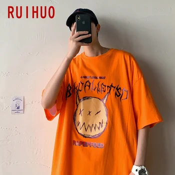 RUIHUO Risanka Kratkimi Rokavi Moški T-Shirt Moda Ulične Oblačila, moška Oblačila 2020 Hip Hop Japonski Oblačila M-3XL