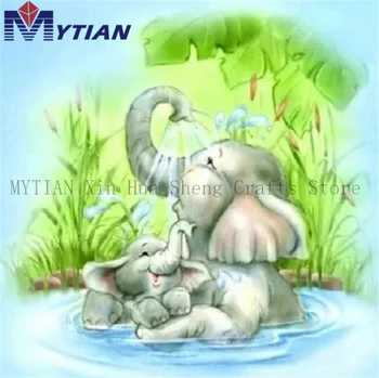 MYTIAN 5D DIY Diamond Slikarstvo Smešno Mama in Baby Sloni Diamond Vezenje Brezplačna Dostava Mozaik, Poln Vaja Stenske Nalepke Darilo