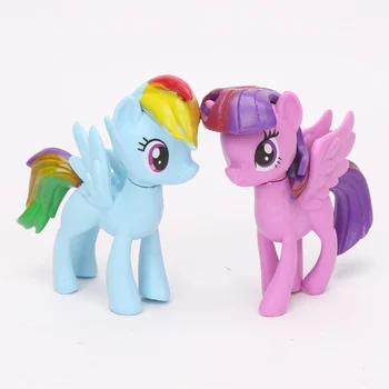 6pcs/set 10 cm My Little Pony Igrače Nastavite Prijateljstvo je Čarobno Rainbow Dash Somrak Iskrico Mezinec Pie Redkost PVC Številke Lutke