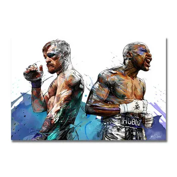 Umetnost Svile Ali Platno, Tisk Conor McGregor VS Floyd Mayweather Boks Plakat 13x20 24x36 palčni Soba Dekor Za Dekoracijo-006
