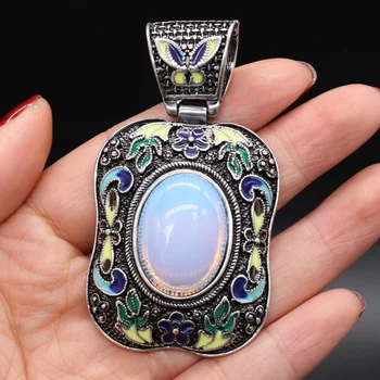 Naravni Poldragi Antique Silver-Barva Obesek Lapis Lazuli Kristalno za Nakit, Izdelava Letnik Ogrlica, Uhani za Ženske