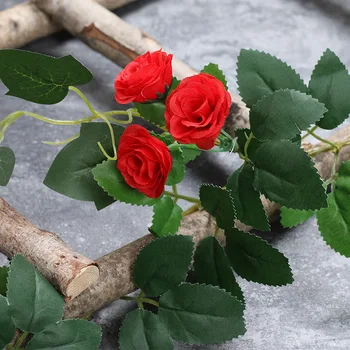 Umetne Rastline za Dekoracijo Sten Ponaredek Cvetov Rose Rattan Trte Svile Visi Cvet za Dom Poroko Plantas Artificiais