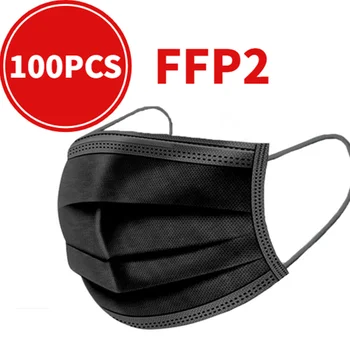 10-200PCS FFP2 Črno masko Eno-uporabite Masko Dustproof Anti-fog Dihanje 3-Layer Usta, Obraz, Maske Za Obraz Ščit Mascarillas