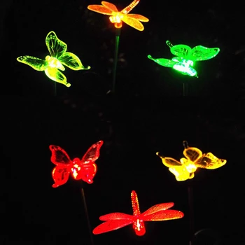 RGB Prostem LED Travnik Svetlobe Vrtne Luči Neprepustna Za Vrt Okras Metulja Ptica Dragonfly Novost Umetnosti Sončne Svetilke Dekor