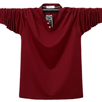 Mladi jeseni dolg rokav T-shirt za Moške Proti-vrat bombažne stretch svoboden dolgimi rokavi, pulover, t-shirt Povečanje velikosti 5XL 6XL