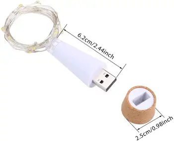 USB Polnilne 2m 20 LED Plute Steklenico Pravljice Bakreno za Spalnico Doma Stranka Poroko Božič Okrasni Niz Lučka