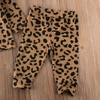 Baby fantje dekleta sodijo oblačila moda Leopard novorojenčka malčka dolge rokave vrhovi in hlače, hlače otroci, otroci, ki določa 2020 poceni