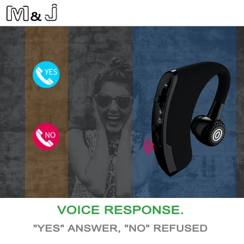 M&J V9 Prostoročno Poslovnih Brezžične Bluetooth Slušalke Z Mikrofonom Glasovni Nadzor Slušalke Za Pogon Priključite Z 2 Telefon