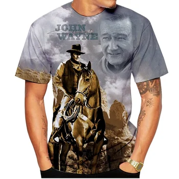 2020 Nove Modne Moške/Ženske John Wayne 3D Tiskanih Priložnostne T-shirt Sivo O-vrat Udobno Hip-Hop Obleke, Moške Velikosti XS-5XL