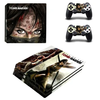 PS4 Pro Kože Nalepke, Nalepke Za PlayStation 4 Pro Konzolo in 2 Krmilnikov PS4 Pro Kože Nalepke Vinyl - Tomb Raider