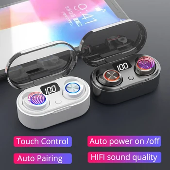 TW80 TWS Bluetooth 5.0 Brezžične Slušalke Slušalke Nepremočljiva Zmanjšanje Hrupa 9D Stereo Šport V uho Čepkov Bluetooth Slušalke