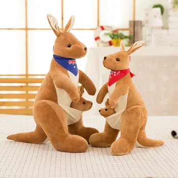 28 cm 40 cm 50 cm 70 cm Visok Avstralski Kenguru z Baby Joey Plišastih Živali Avanturo Lutka Igrače za Otroke