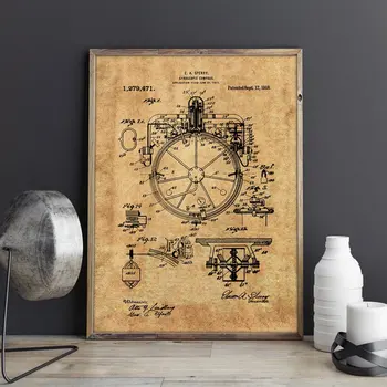 Kompas patent,Gyrocompass umetnine,Navtične wall art, plakati, soba dekor, tiskanje,načrt, ideja za darilo,stenske Dekoracije