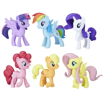 Hasbro 6PCS/Set Moj Mali Ponija Igrače Rainbow Dash Ponija 11 cm PVC figuric Zbirateljske Model Igrače za Otroke Darila Polje