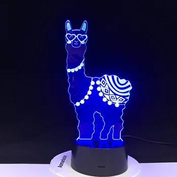 Alpake 3D Akril Noč Svetilke lame Srčkan Živali, Ovce, Nočne Luči Multicolor LED Touch USB, Baterije Namizne svetilke Darilo