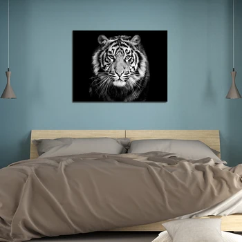 Laeacco Tiger Črno-Belo Art Slike Dekoracijo Platno Oljno sliko Za Spalnico, dnevno Sobo, Home Decor Art Steno Brez Okvirja
