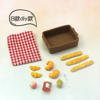 1/12 bjd mini piknik igrača ob11 kruh model 1: 6 lestvici lutka hiša toy model miniature hrane igrajo mini kruh košarico kuhinja igrača